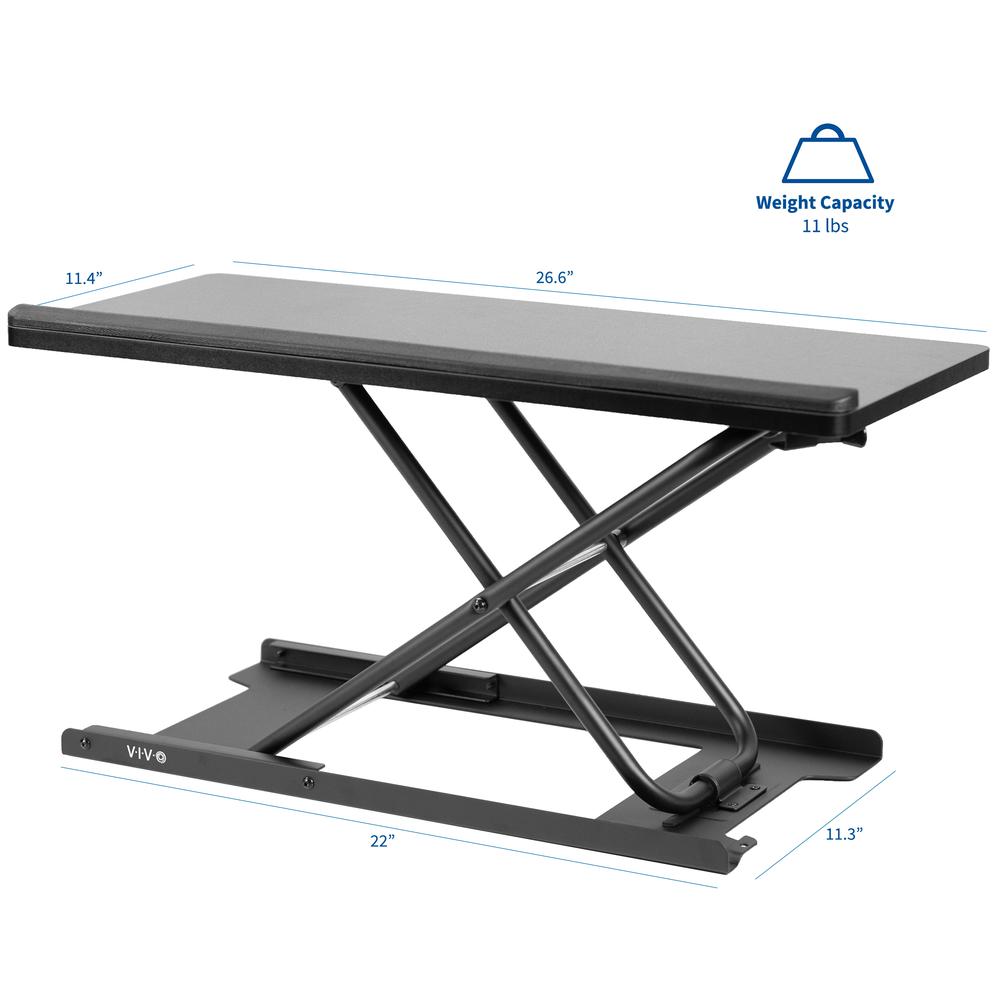 VIVO Black Single Top 27 inch Heavy-Duty Scissors Lift Keyboard and Mouse Riser, Designed for Ergonomic Sit Stand Workstations, DESK-V000P. Picture 2