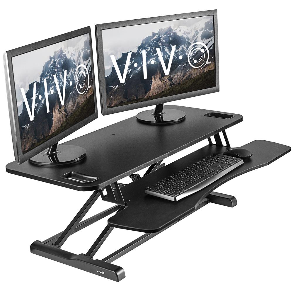 VIVO Stand Up Height Adjustable 38 inch Desk Riser, Sit Standing Converter, Dual Monitor and Laptop Workstation, Black, DESK-V037KB. The main picture.