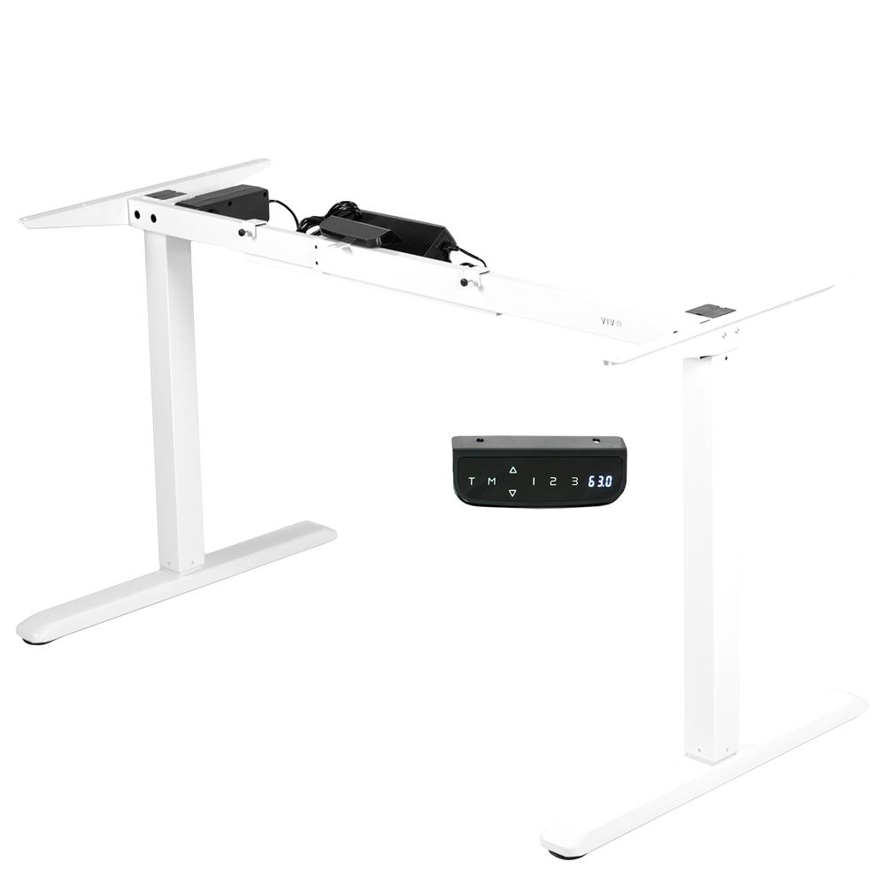 VIVO Electric Stand Up Desk Frame Workstation with Memory Touch Pad, Single Motor Ergonomic Standing Height Adjustable Base, White, DESK-V102EW. The main picture.