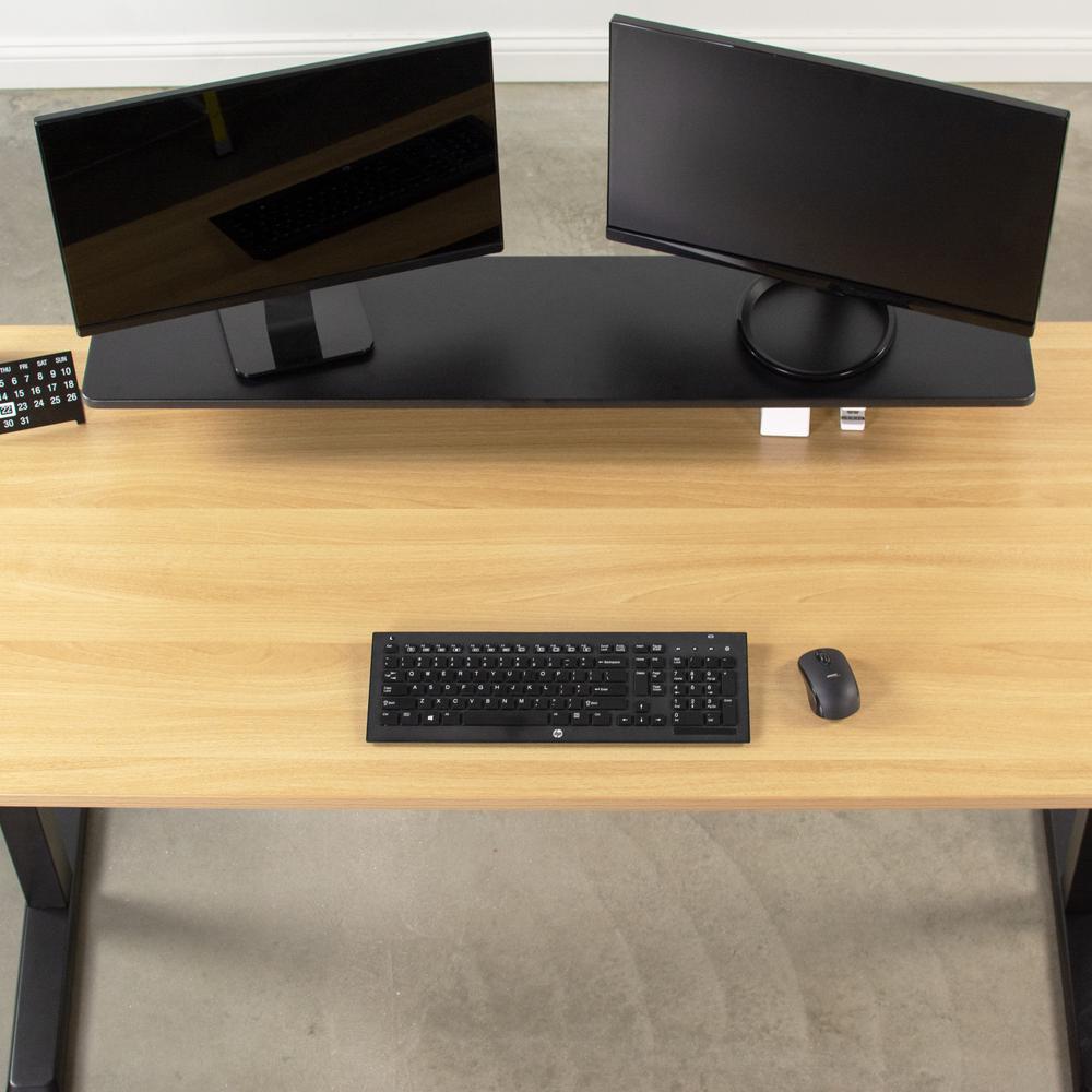 VIVO Black Clamp-on Extra Large 46 inch Ergonomic Desk Shelf, Multi Screen Computer Monitor Laptop Stand Riser Desk Organizer STAND-SHELF46B. Picture 5