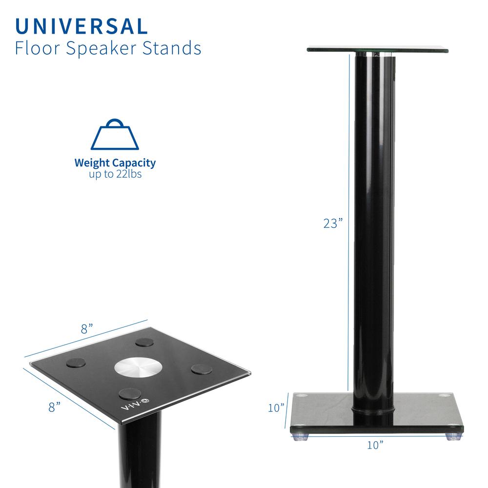 VIVO Premium Universal 23 inch Floor Speaker Stands for Surround Sound and Book Shelf Speakers, 2 Stands Included, STAND-SP02B. Picture 2