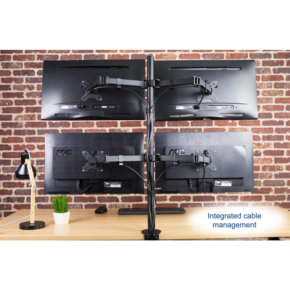VIVO Quad Monitor Desk Mount, Heavy Duty Stand, Full Adjustable Arms and Grommet Mounting Option, Holds 4 Screens up to 30 inches STAND-V004. Picture 5