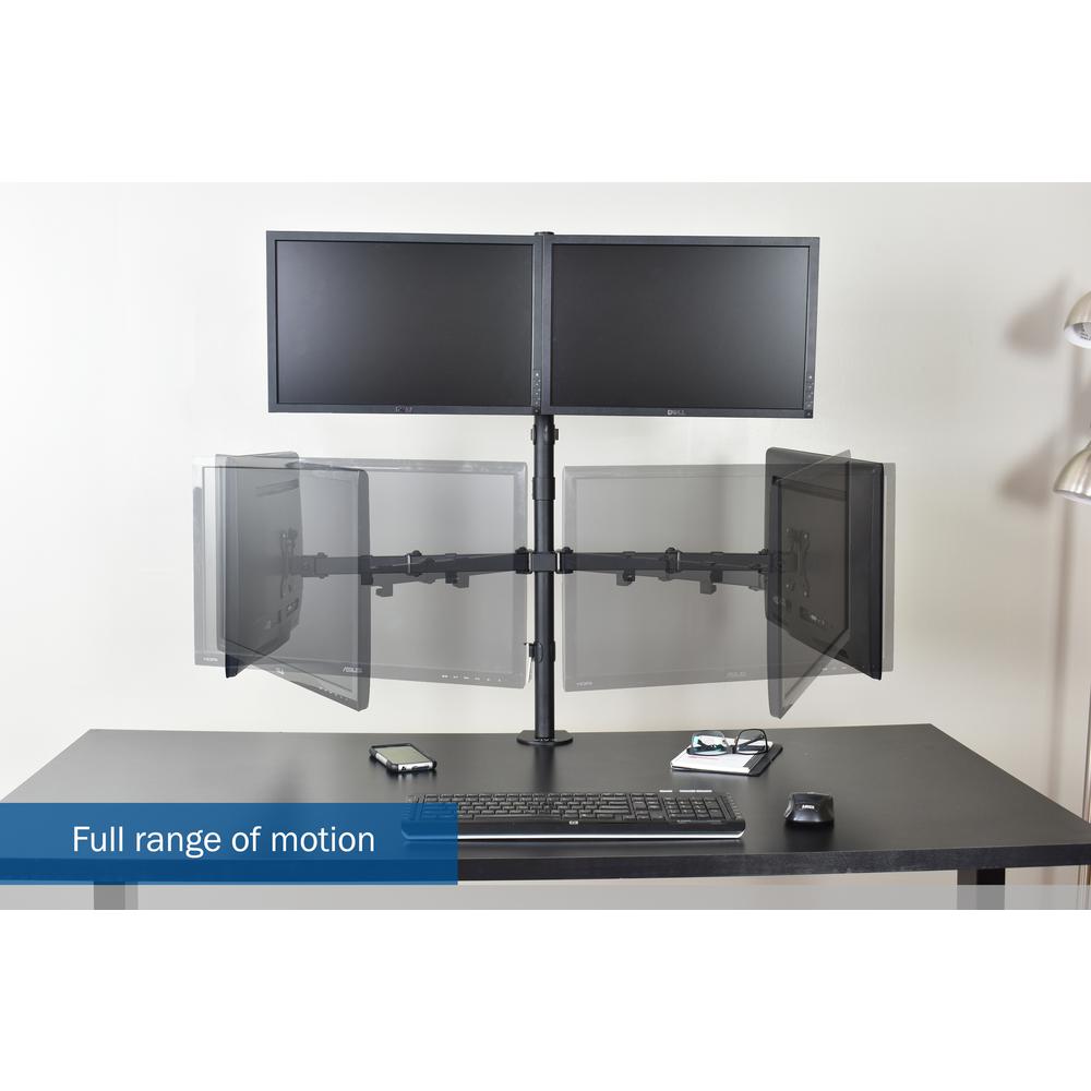VIVO Quad Monitor Desk Mount, Heavy Duty Stand, Full Adjustable Arms and Grommet Mounting Option, Holds 4 Screens up to 30 inches STAND-V004. Picture 6