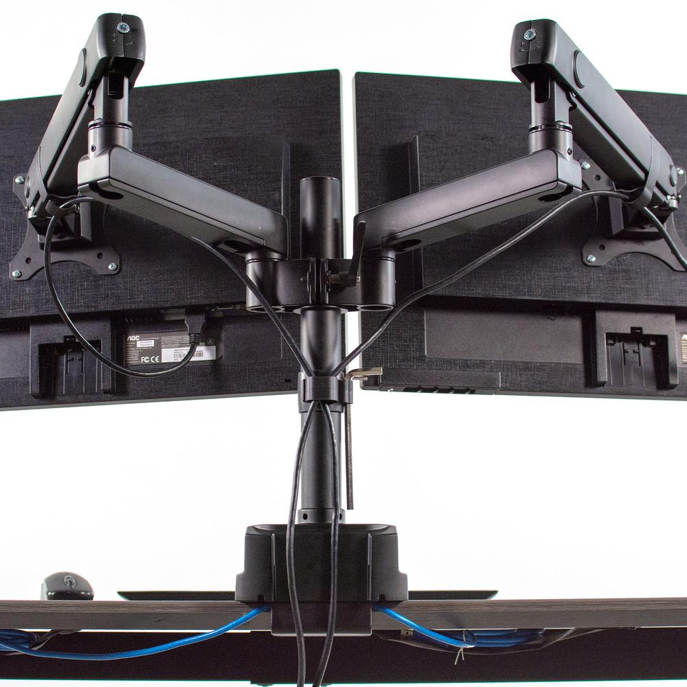 VIVO Premium Aluminum Full Motion Dual Monitor Desk Mount Stand with Lift Engine Arm and USB Ports Fits Screens up to 32” Pole Extension STAND-V102BDU
