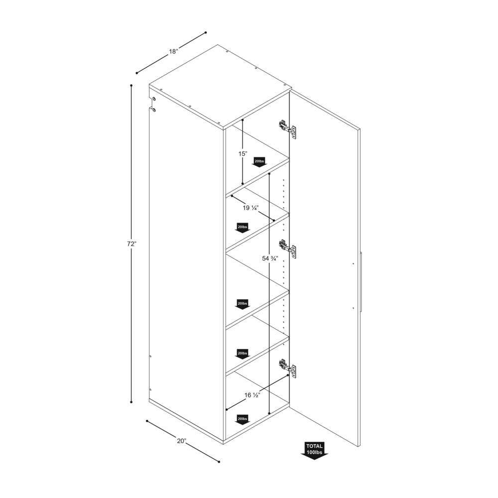 HangUps 18 inch Narrow Storage Cabinet, White. Picture 2