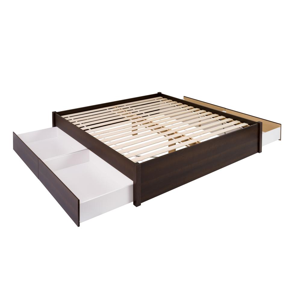 King Select 4-Post Platform Bed with 4 Drawers, Espresso. Picture 1