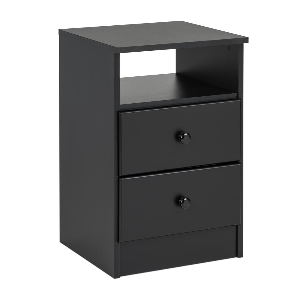 Astrid 2-Drawer Nightstand, Black. Picture 2
