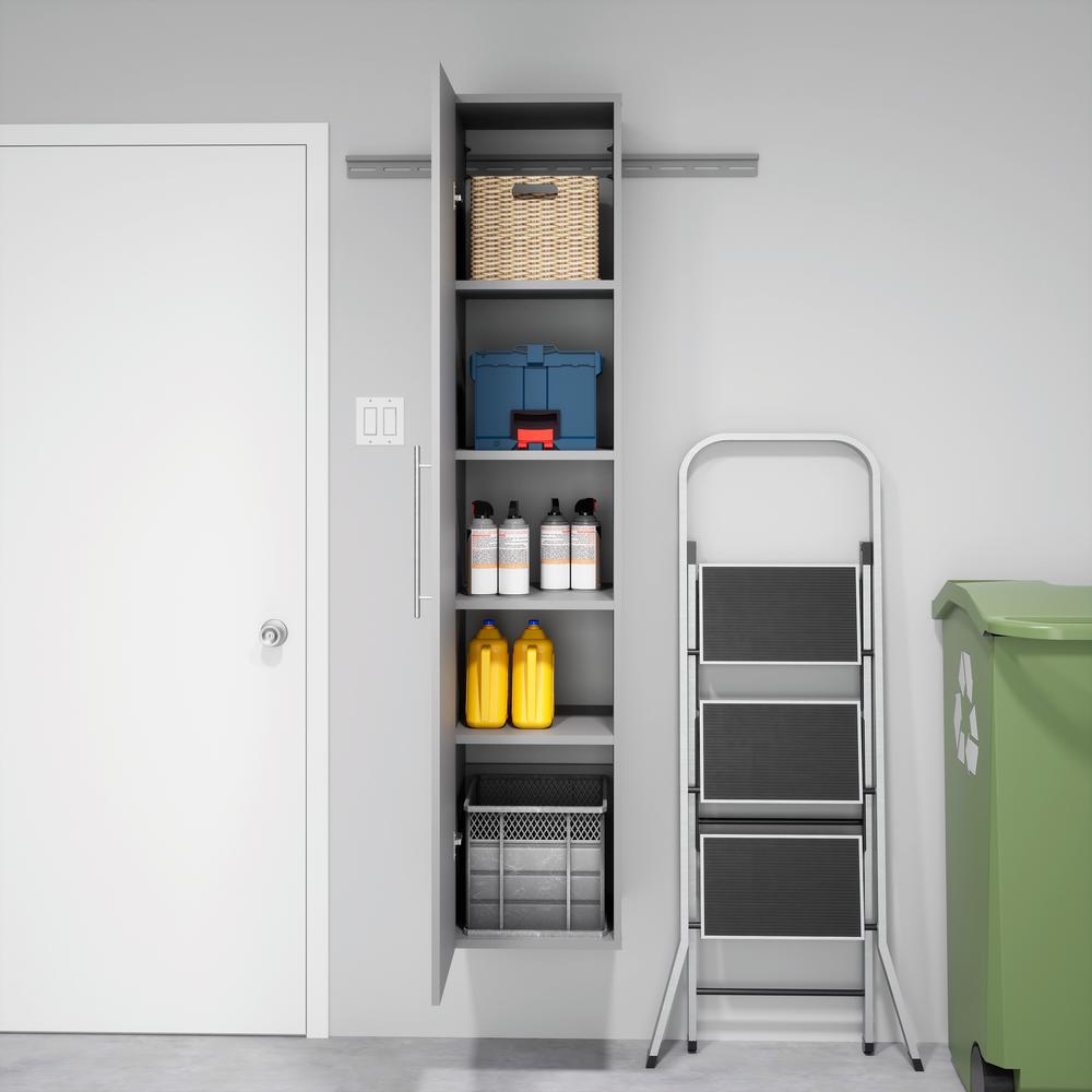 HangUps 15 inch Narrow Storage Cabinet, Light Gray. Picture 13