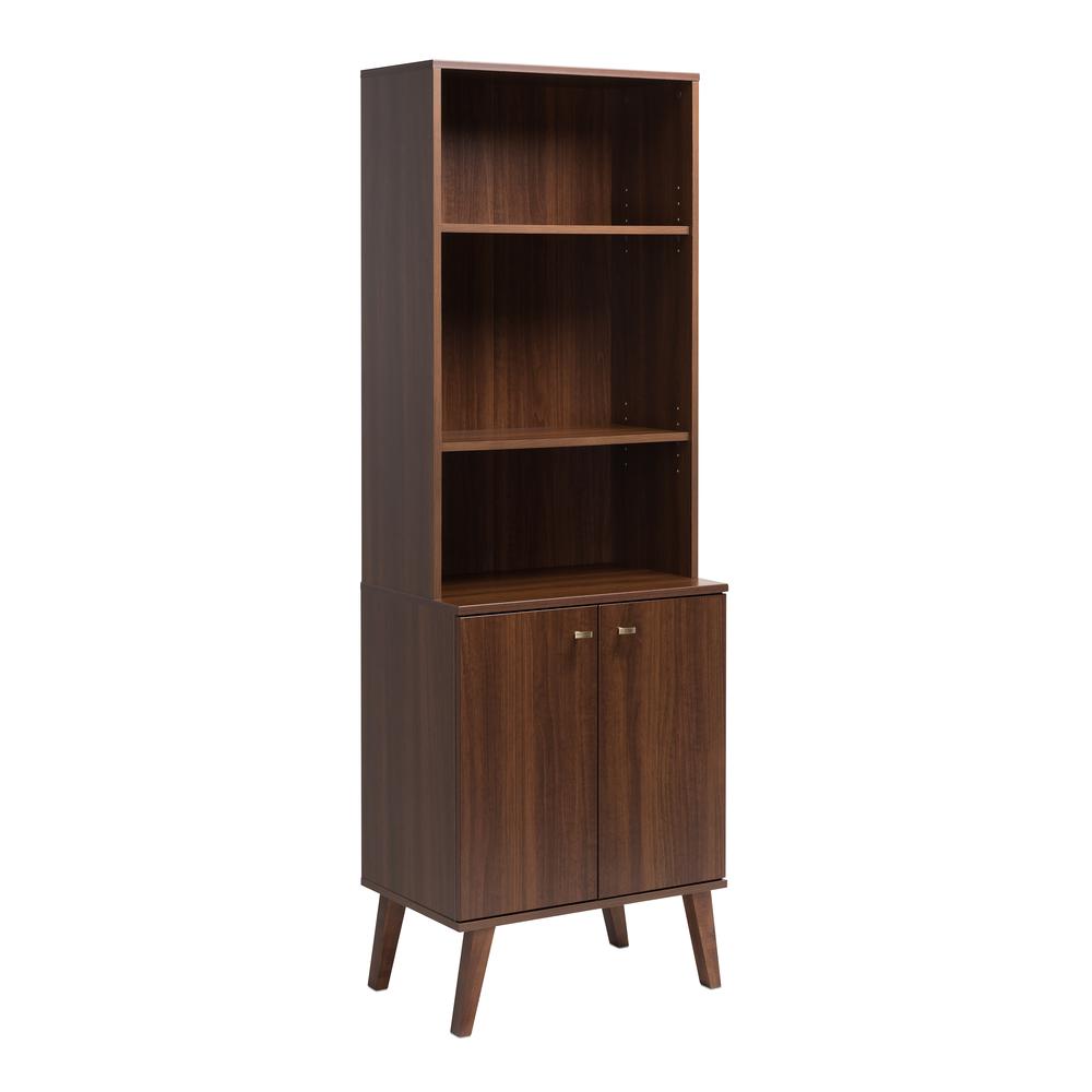 Milo Mid-Century Modern Tall Bookcase with Adjustable Shelves. Picture 2