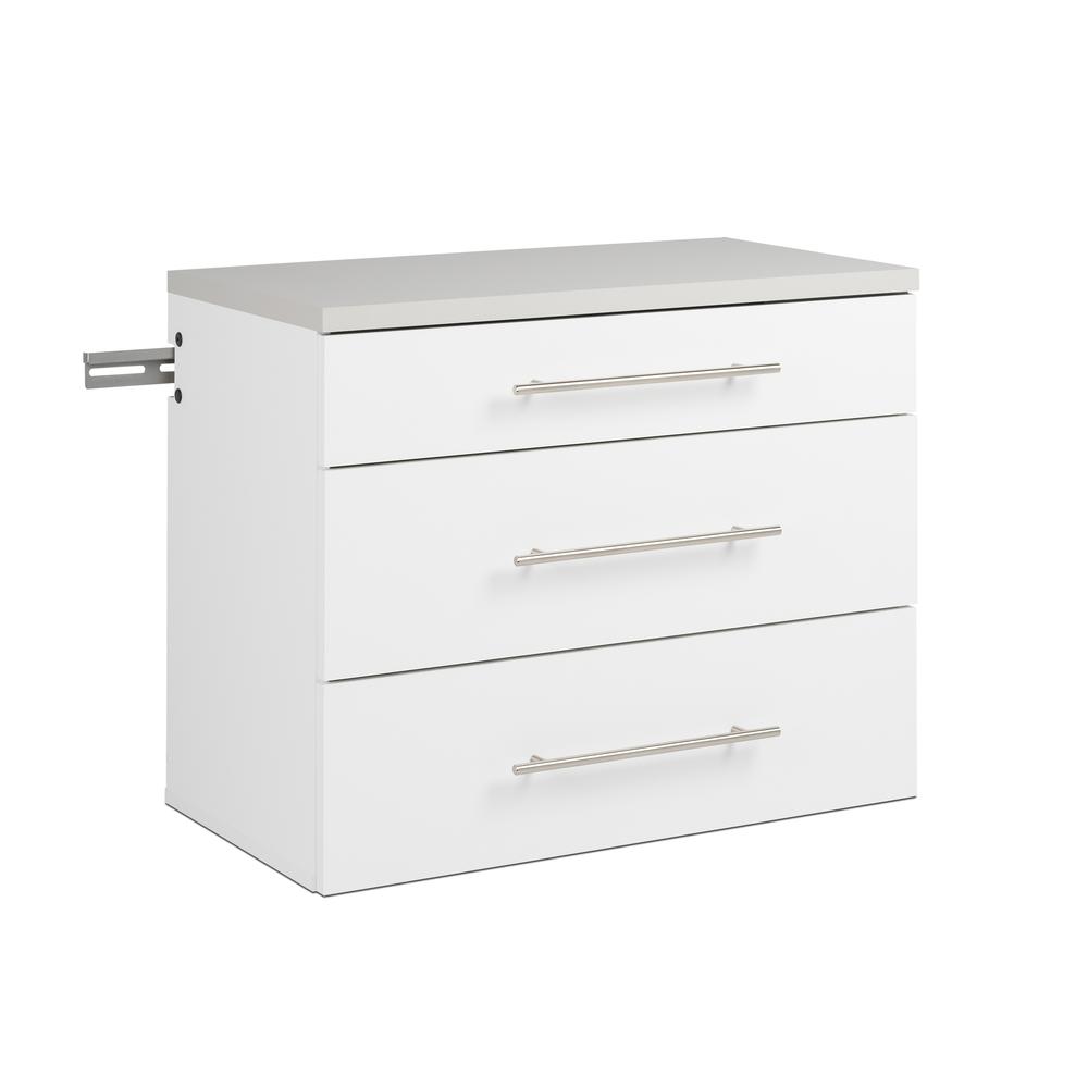 HangUps 3-Drawer Base Storage Cabinet, White. Picture 1