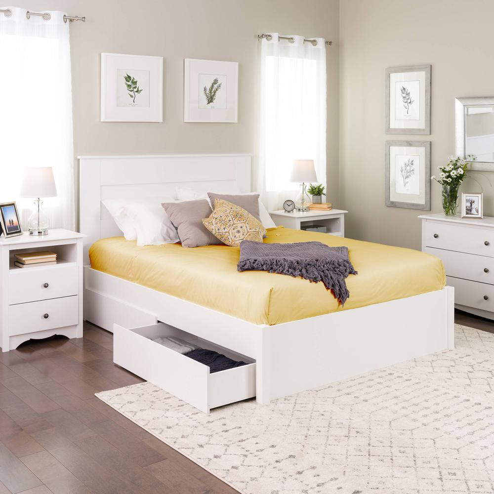 Queen Select 4-Post Platform Bed with 4 Drawers, White. Picture 5