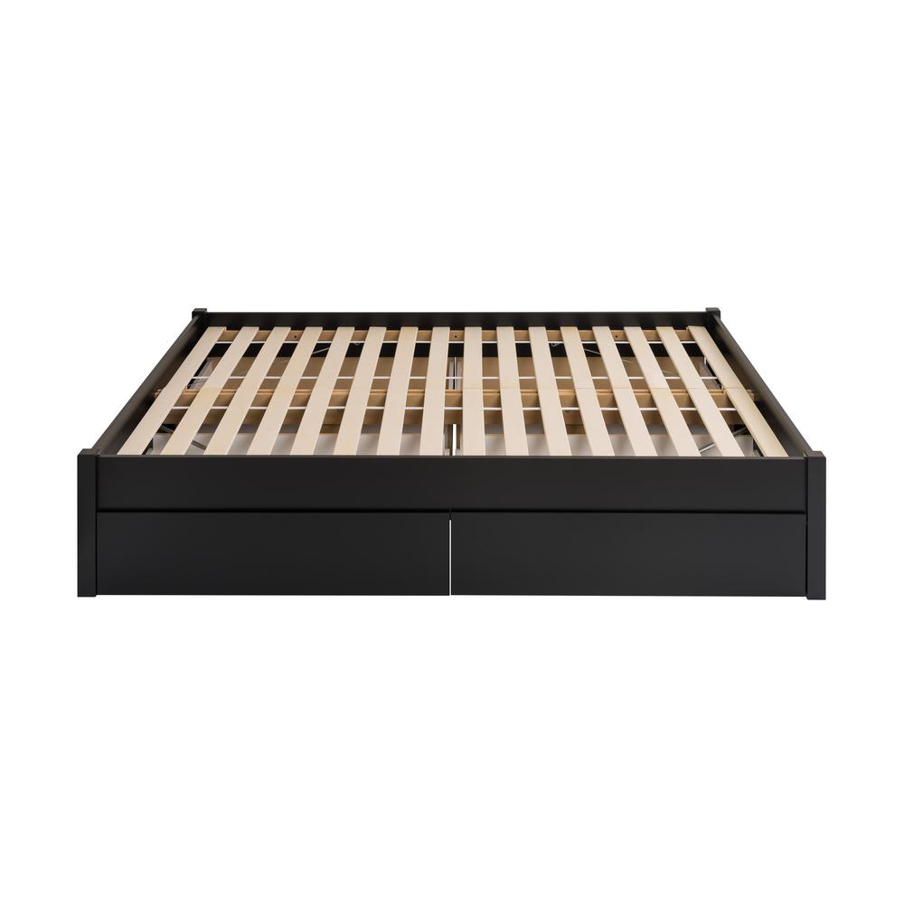 Queen Select 4-Post Platform Bed with 4 Drawers, Black. Picture 3