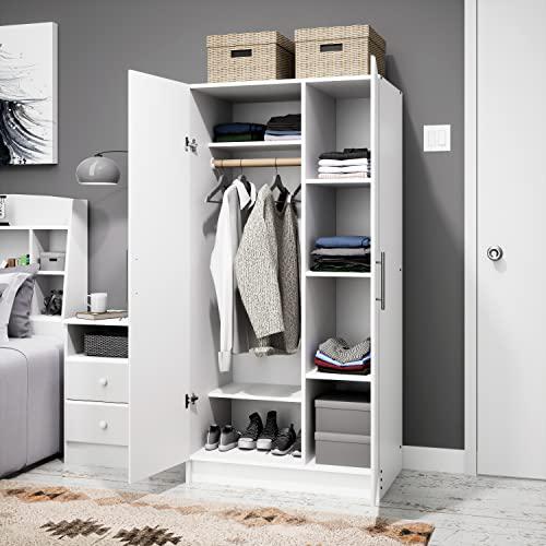 Prepac Elite Wardrobe with Storage, White. Picture 14