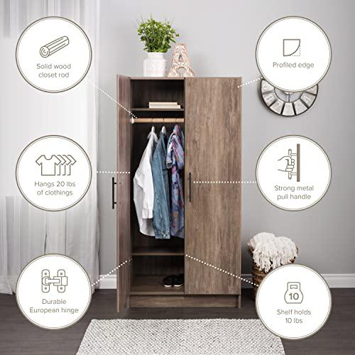 Prepac Elite Wardrobe with Storage, Drifted Gray. Picture 16