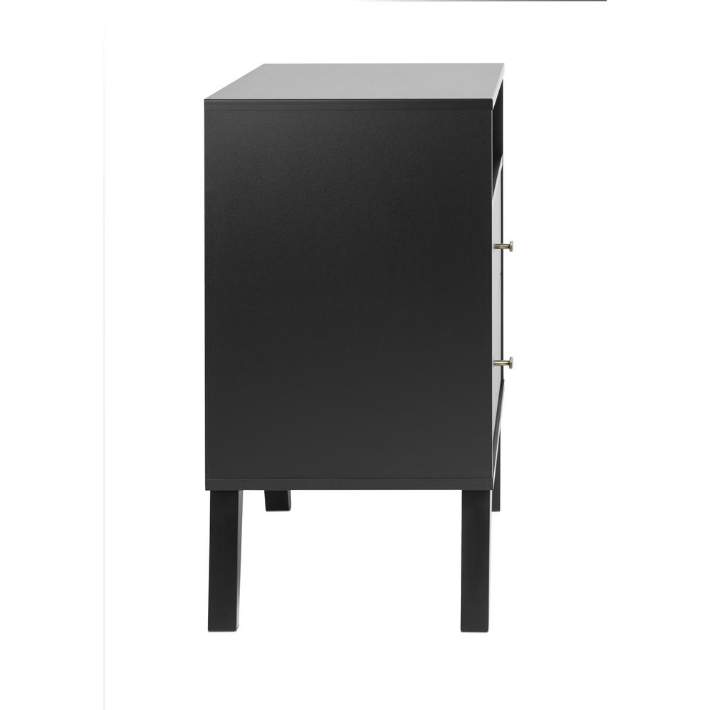 Milo Mid Century Modern 2-drawer Tall Nightstand with Open Shelf, Black. Picture 3