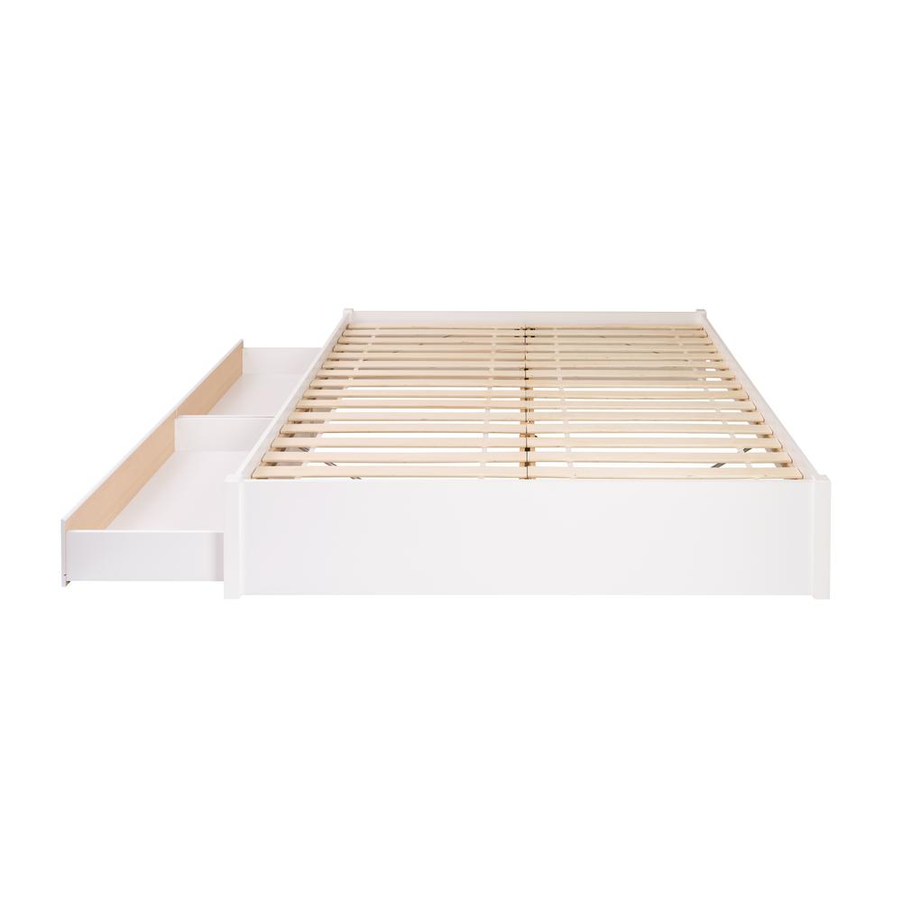 King Select 4-Post Platform Bed with 2 Drawers, White. Picture 3