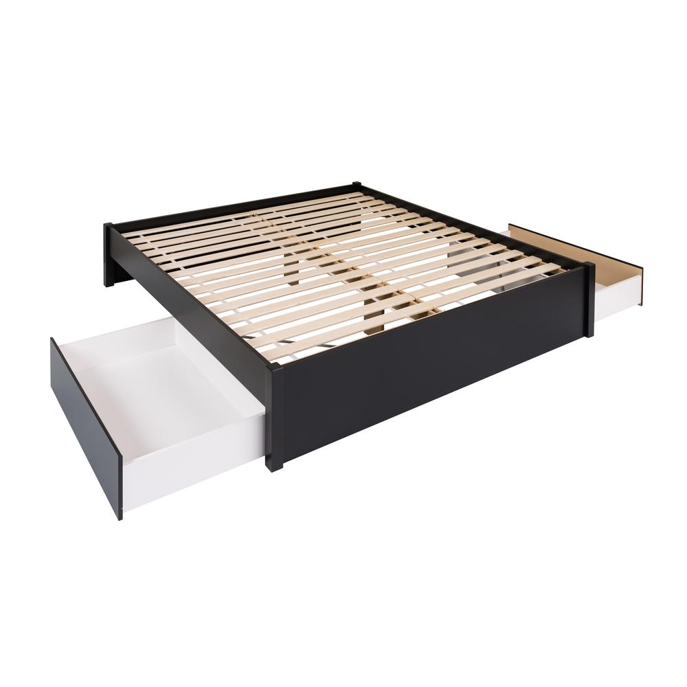 King Select 4-Post Platform Bed with 2 Drawers, Black. Picture 1