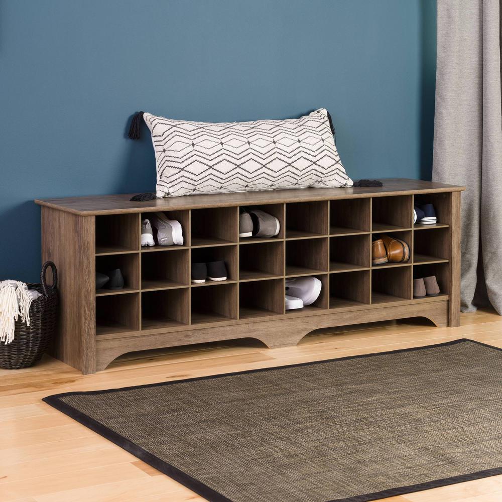 60" Shoe Cubby Bench - Drifted Gray. Picture 4