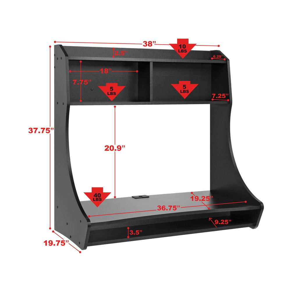 Compact Hanging Desk, Black. Picture 4
