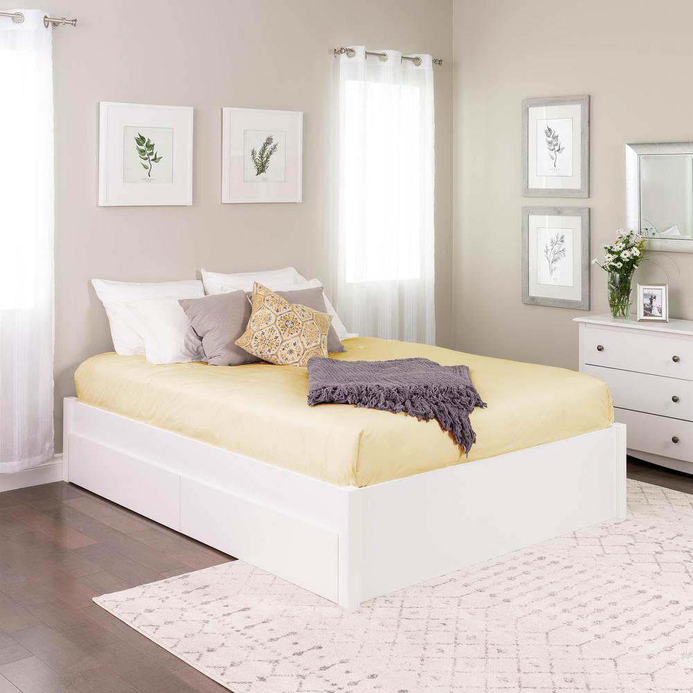 Queen Select 4-Post Platform Bed with 2 Drawers, White. Picture 4