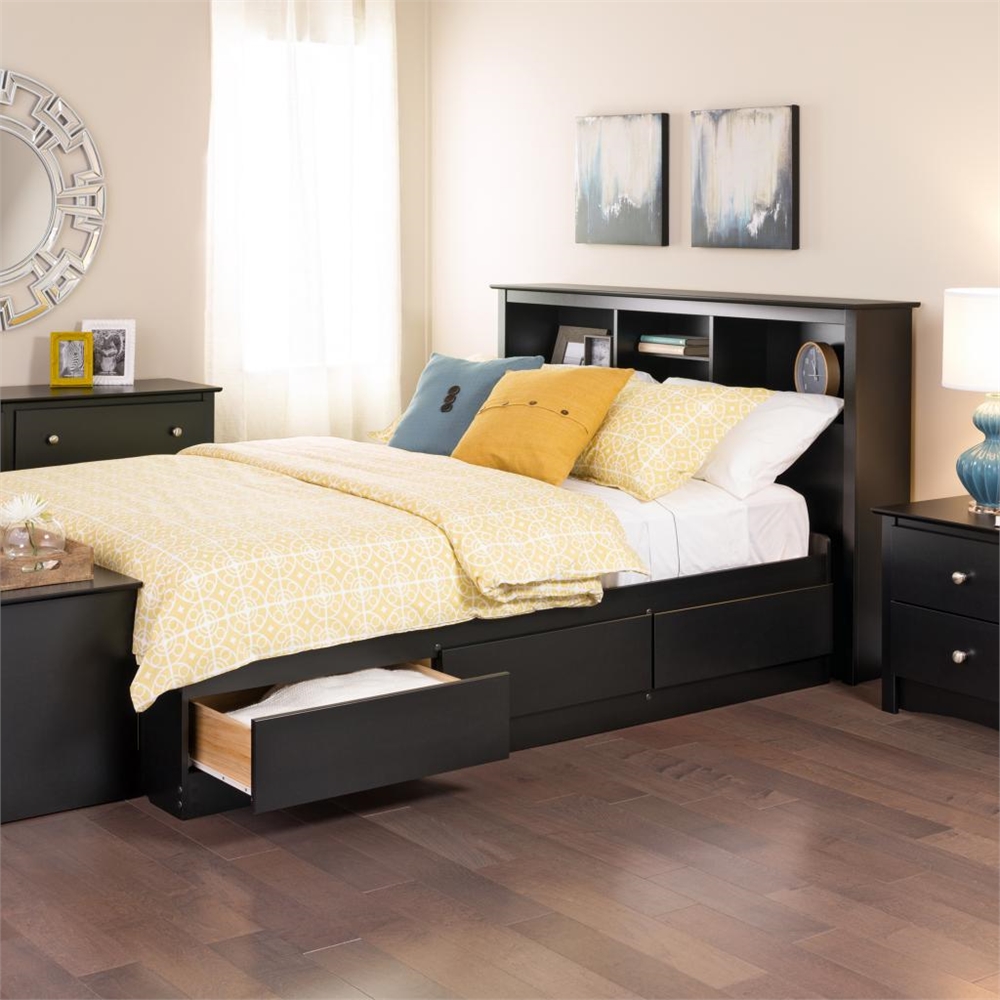 Black Full Mate’s Platform Storage Bed with 6 Drawers. Picture 5