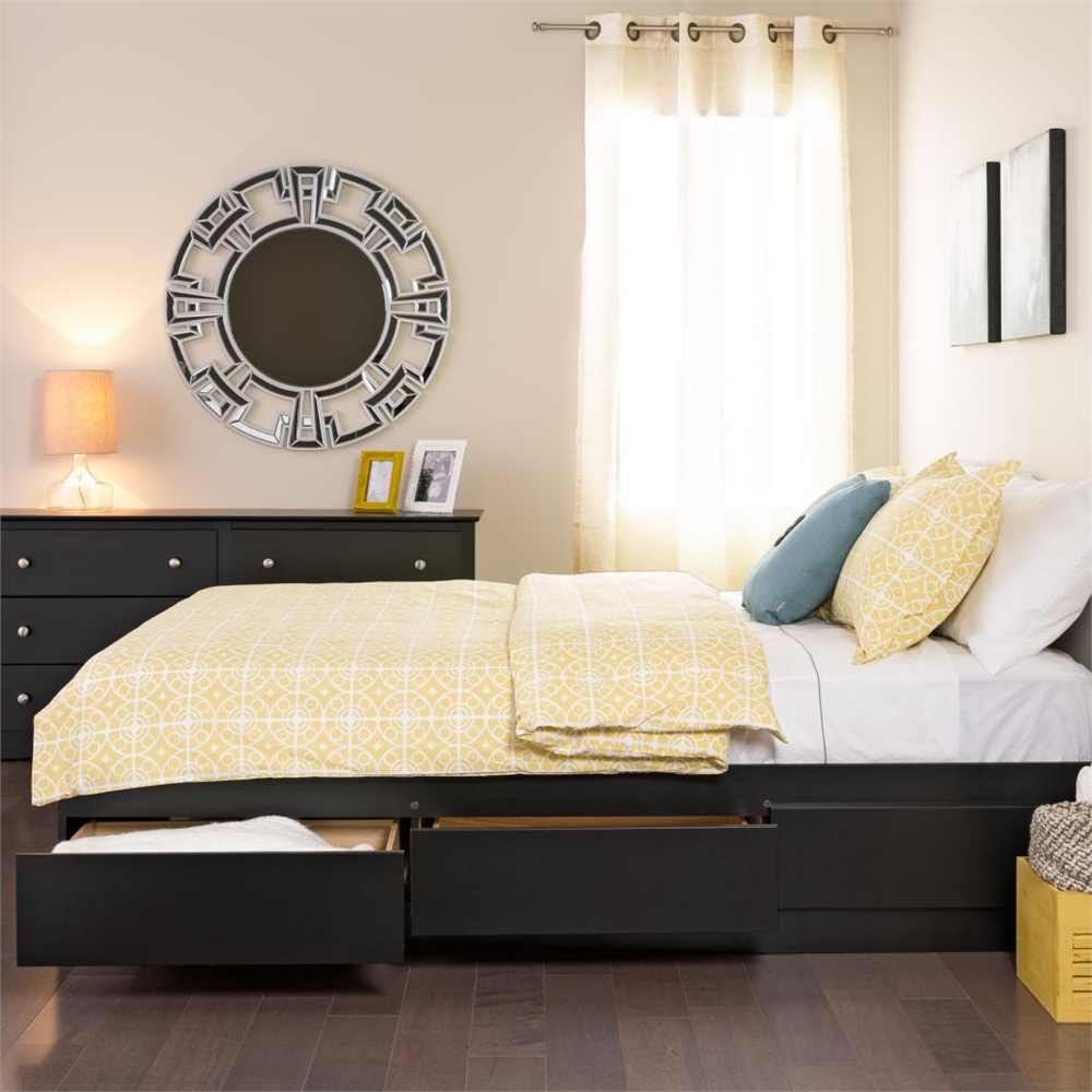 Black Full Mate’s Platform Storage Bed with 6 Drawers. The main picture.