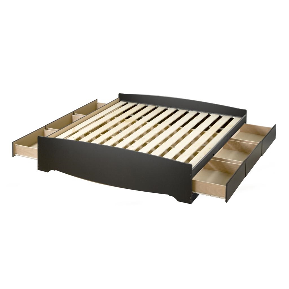 Black King Mate’s Platform Storage Bed with 6 Drawers. Picture 2