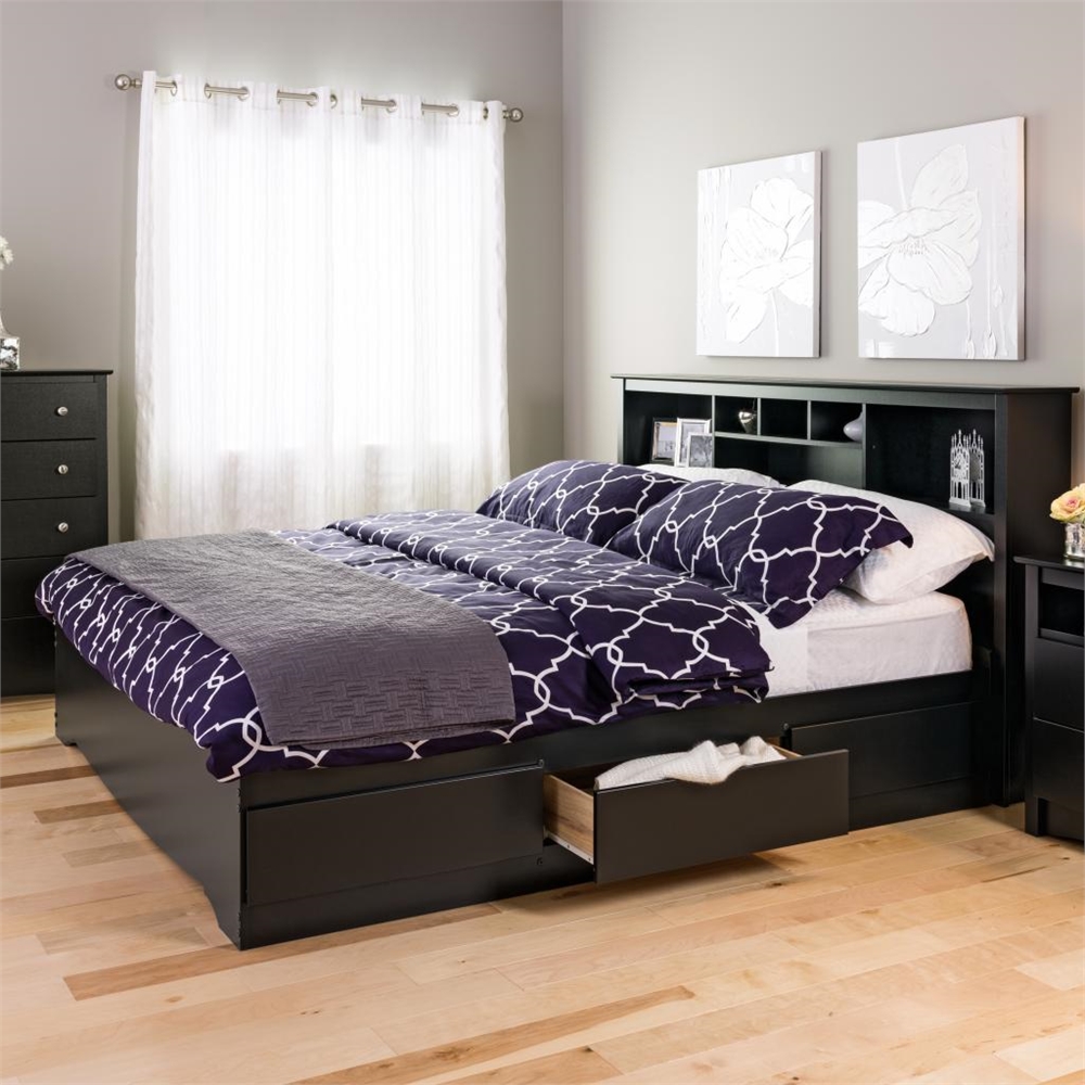 Black King Mate’s Platform Storage Bed with 6 Drawers. Picture 5