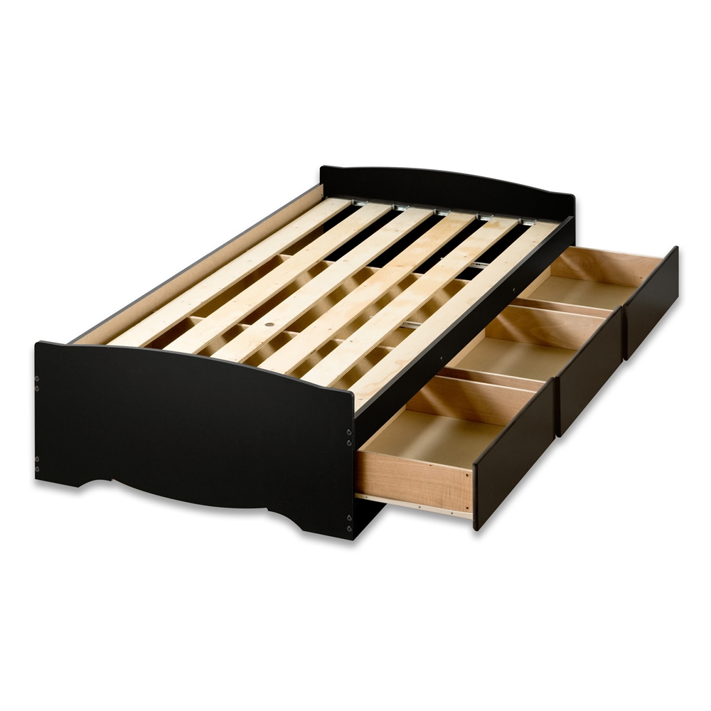 Black Twin XL Mate’s Platform Storage Bed with 3 Drawers. Picture 2