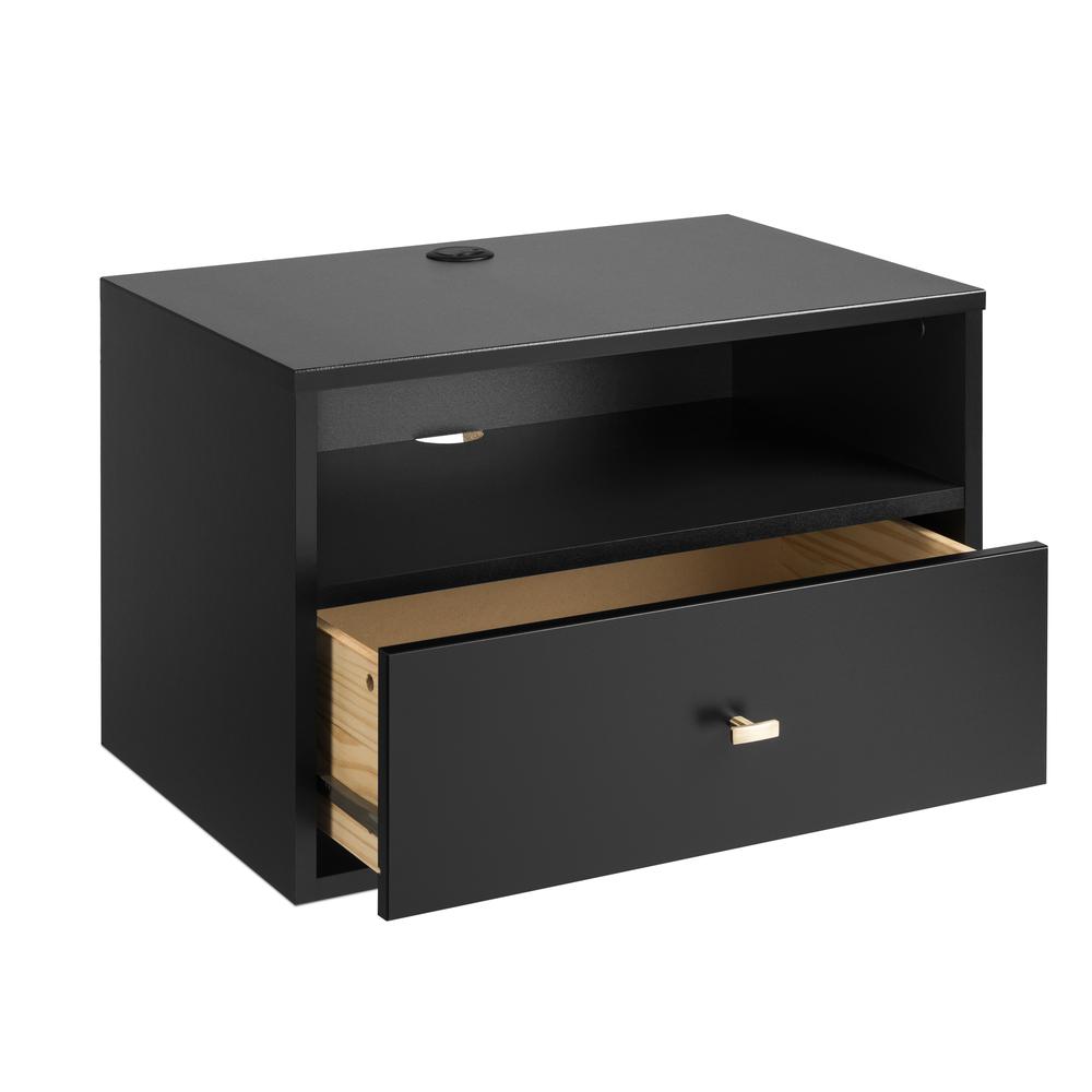Prepac Floating Nightstand With Open Shelf, Black. Picture 4