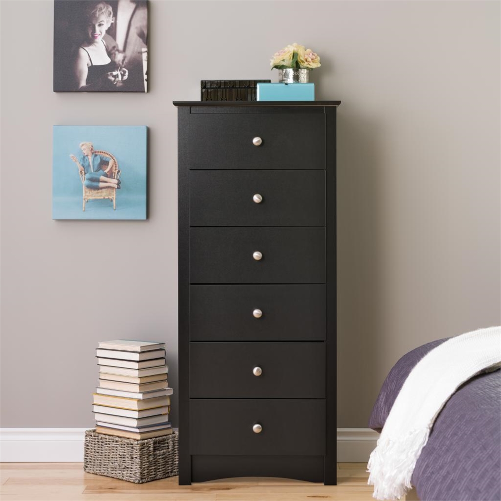 Black Sonoma Tall 6 Drawer Chest. Picture 2