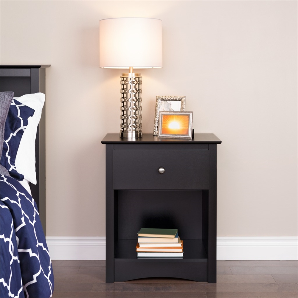 Sonoma 1-drawer Tall Nightstand, Black. Picture 2
