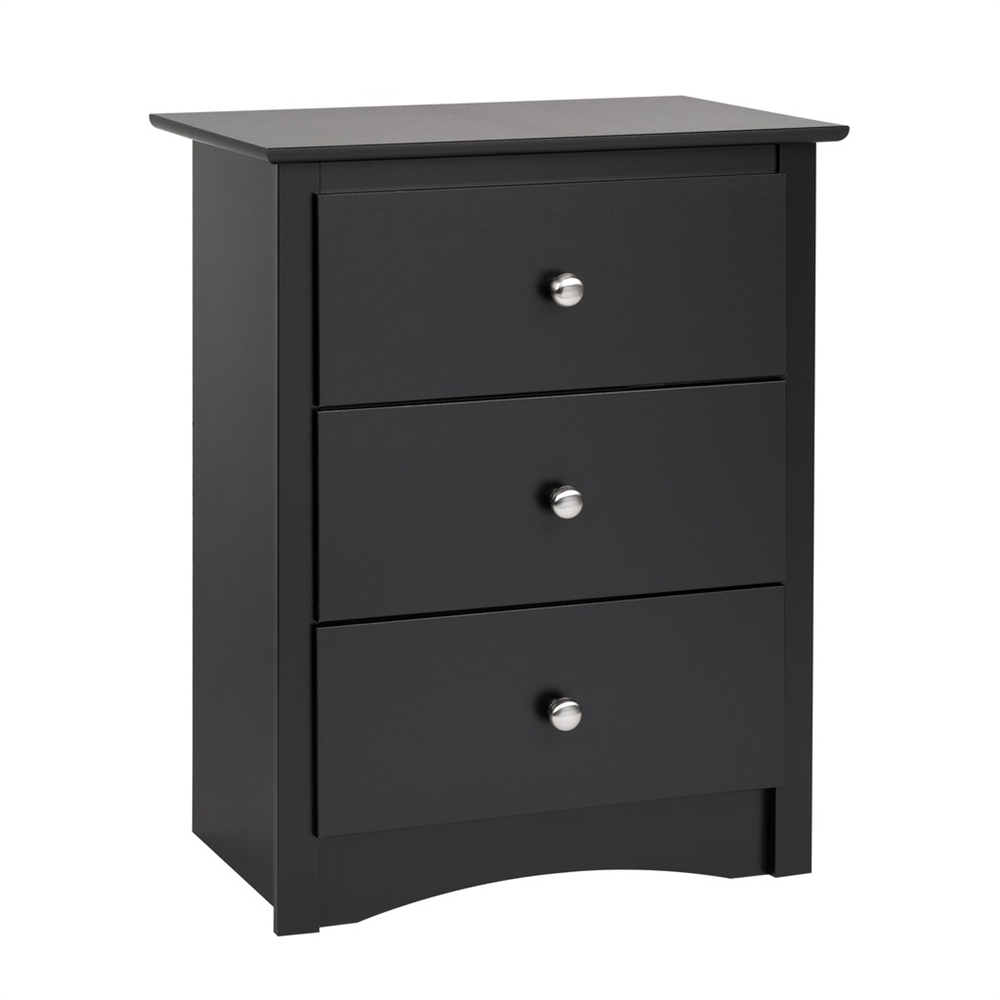 Sonoma 3-drawer Tall Nightstand, Black. Picture 1