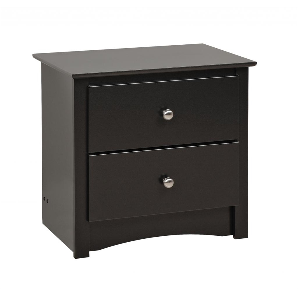 Black Sonoma 2 Drawer Nightstand. Picture 1