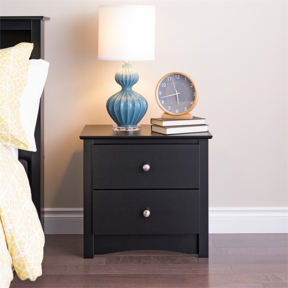 Black Sonoma 2 Drawer Nightstand. Picture 2