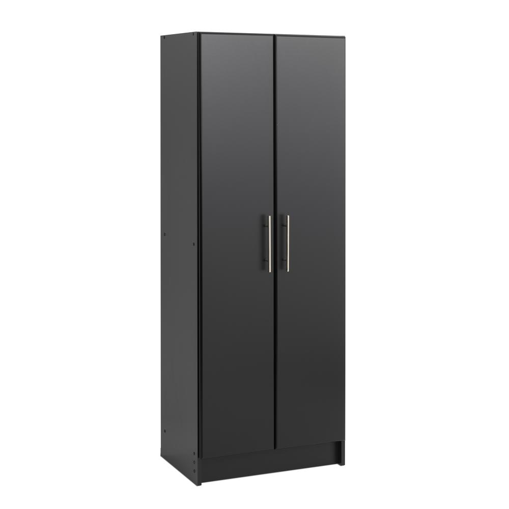 Storage Cabinet with Fixed and Adjustable Shelves, Black. Picture 2