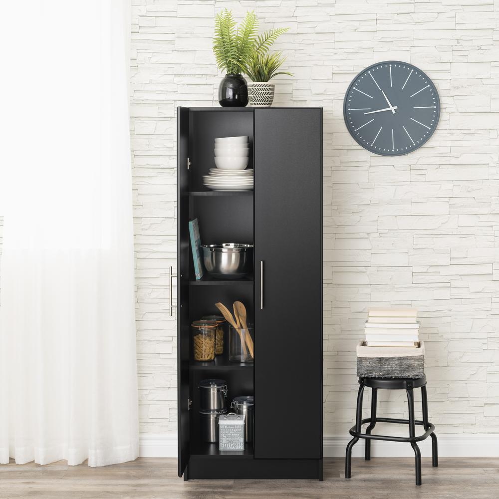 Storage Cabinet with Fixed and Adjustable Shelves, Black. Picture 5