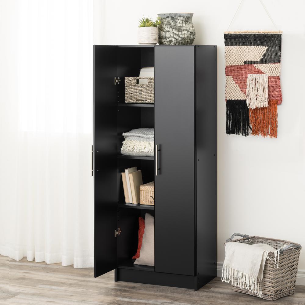 Storage Cabinet with Fixed and Adjustable Shelves, Black. Picture 6