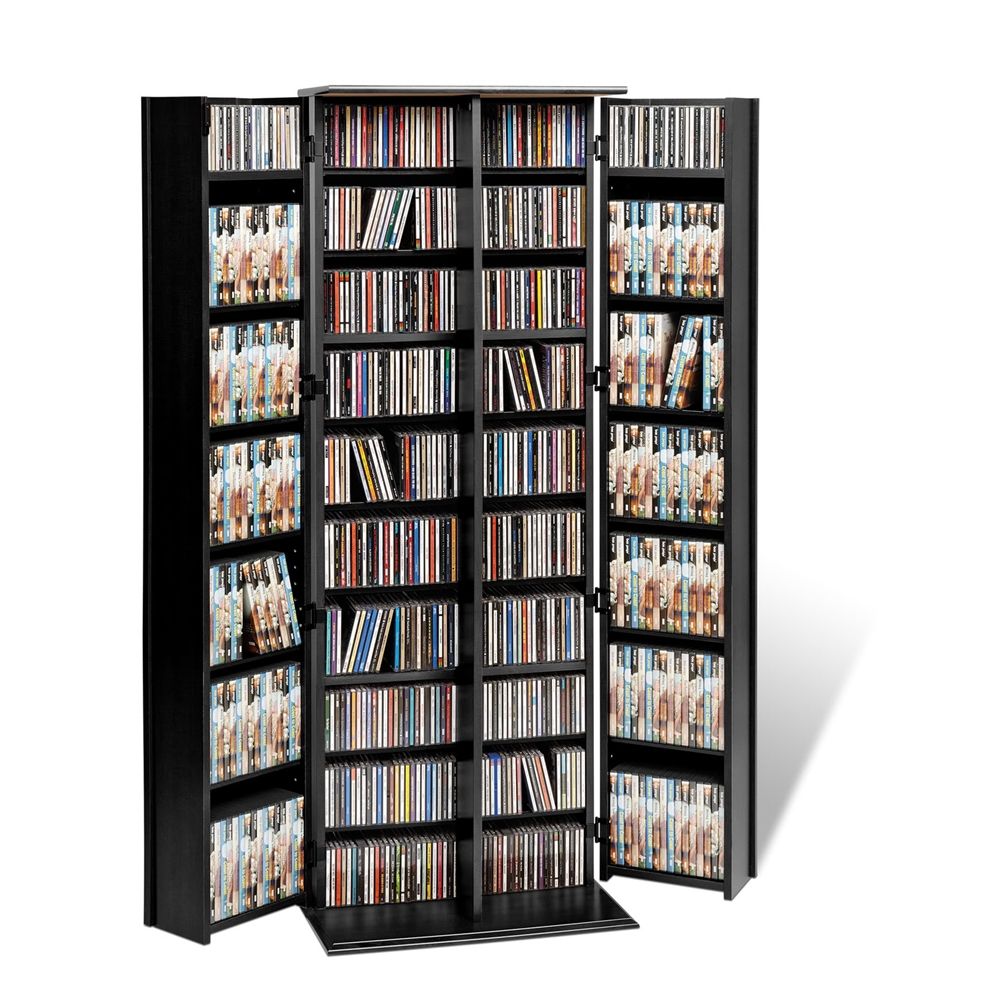 Black Grande Locking Media Storage Cabinet with Shaker Doors. Picture 1