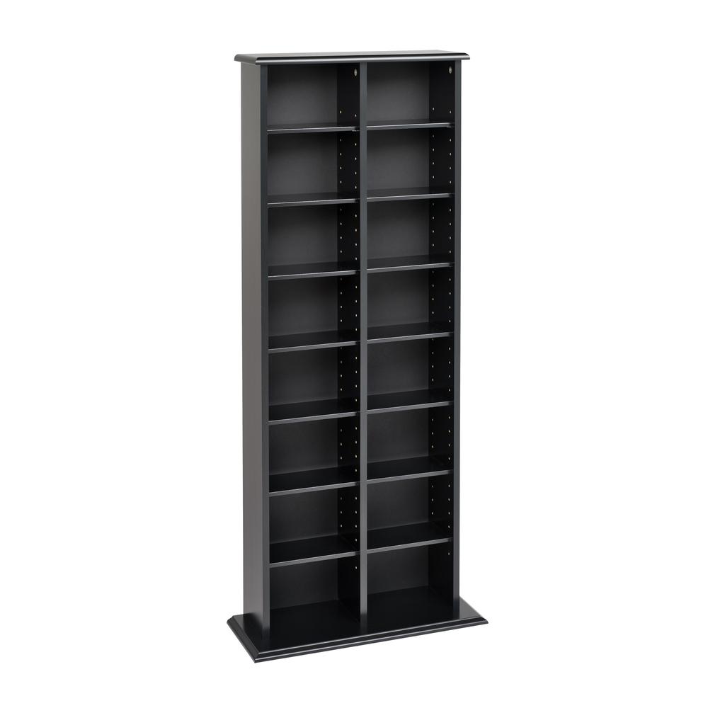 Black Double Multimedia Storage Tower. Picture 2
