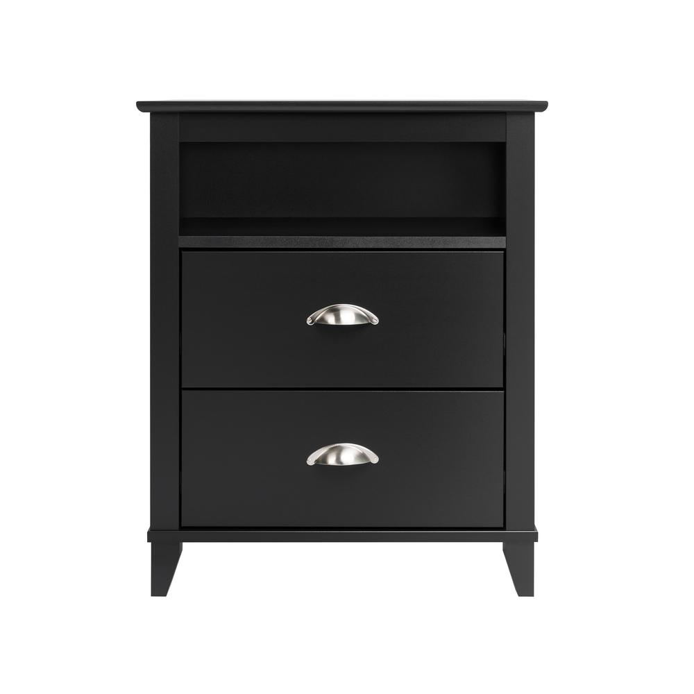 Yaletown 2-Drawer Tall Nightstand, Black. Picture 4