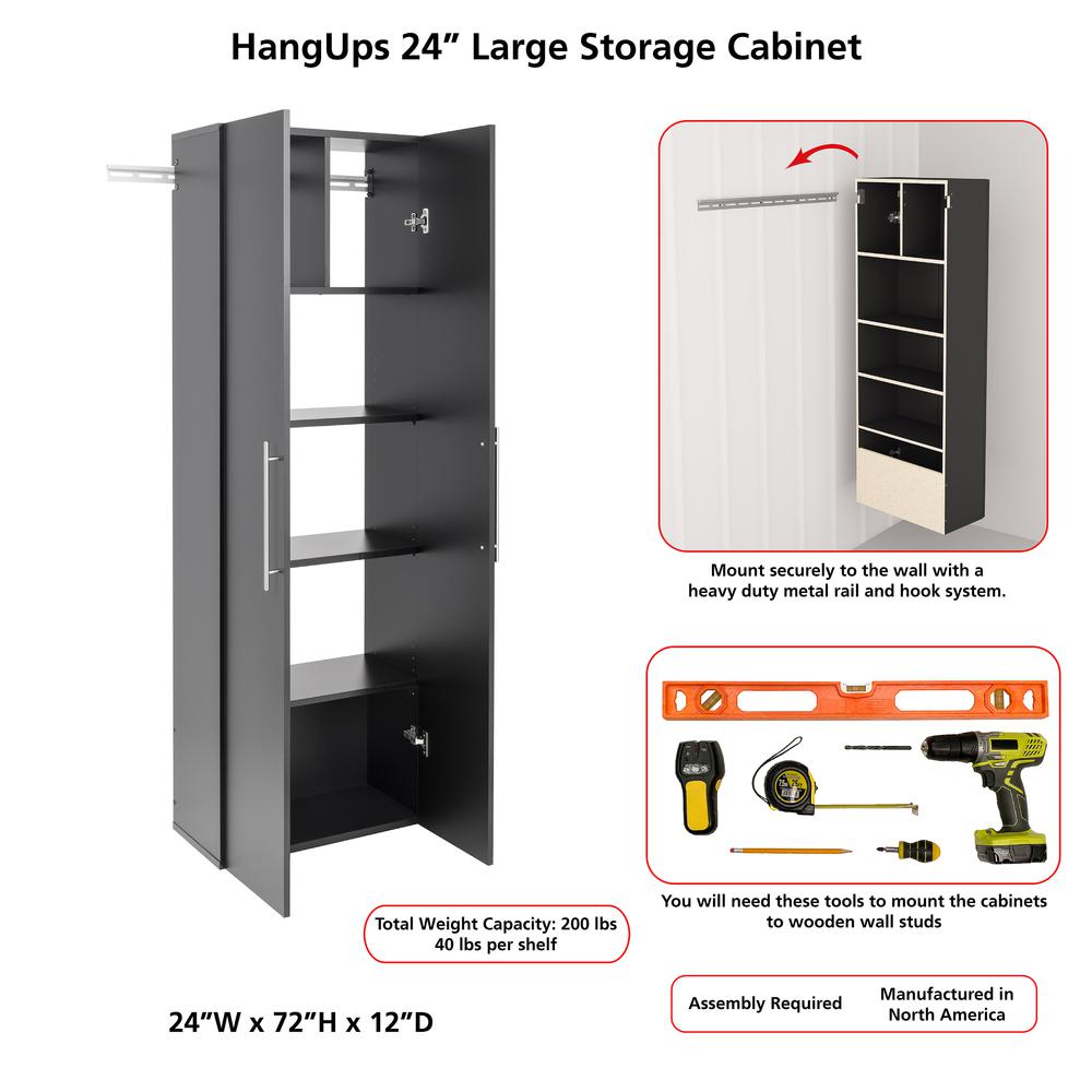 HangUps 24" Large Storage Cabinet, Black. Picture 9