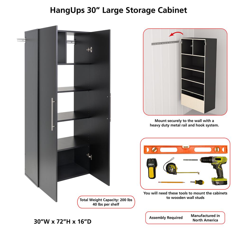 HangUps 30" Large Storage Cabinet, Black. Picture 9