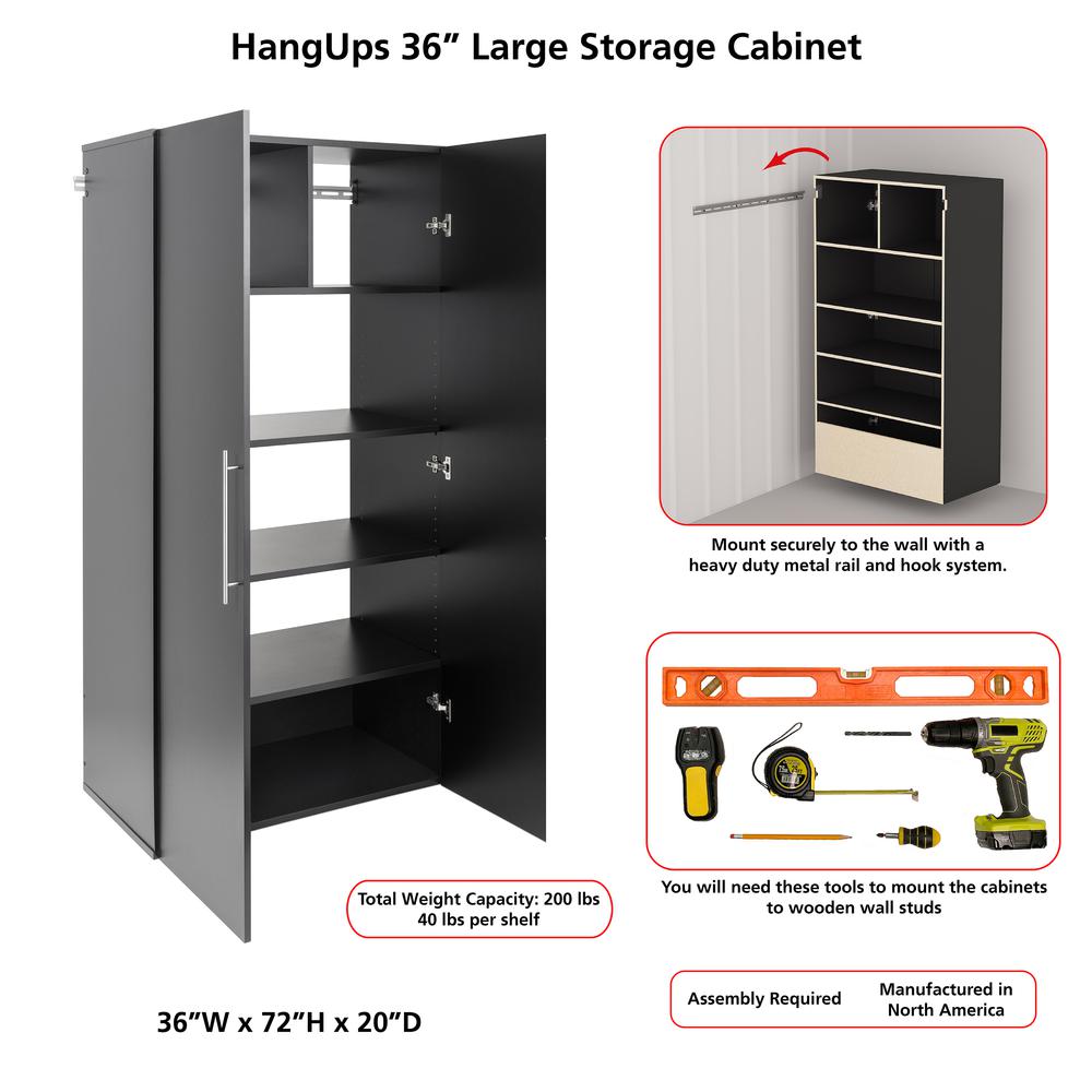 HangUps 36" Large Storage Cabinet, Black. Picture 9