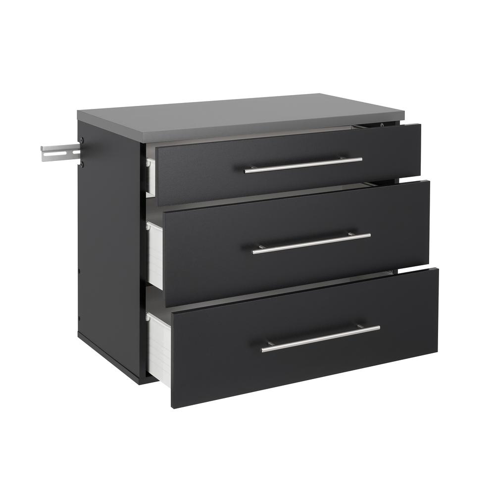 HangUps 3-Drawer Base Storage Cabinet, Black. Picture 1