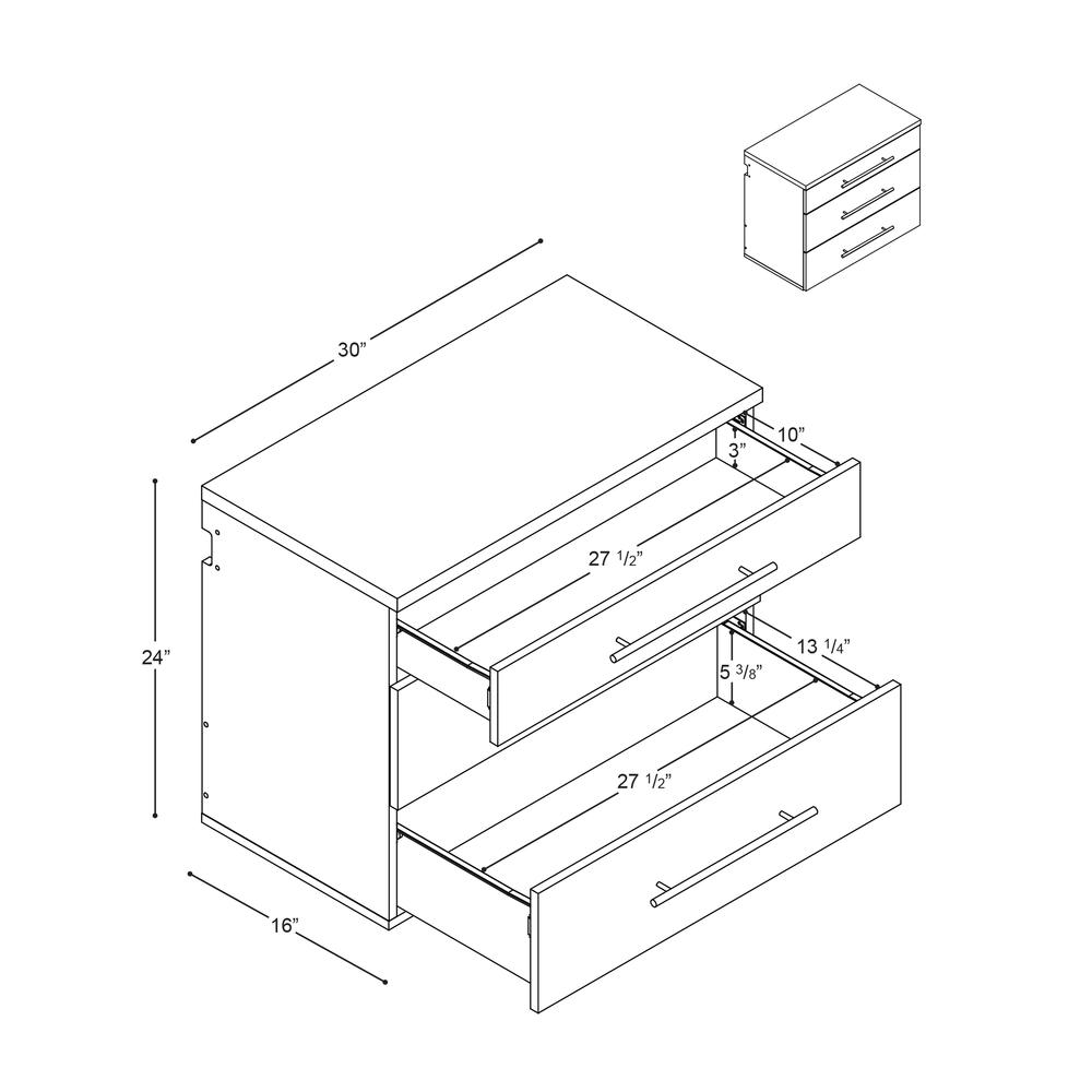 HangUps 3-Drawer Base Storage Cabinet, Black. Picture 5