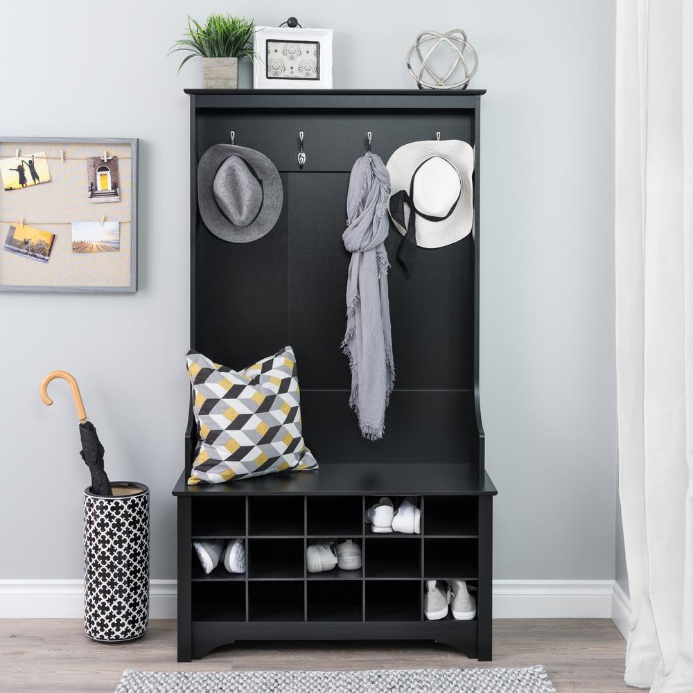 Hall Tree with Shoe Storage - Black. Picture 2