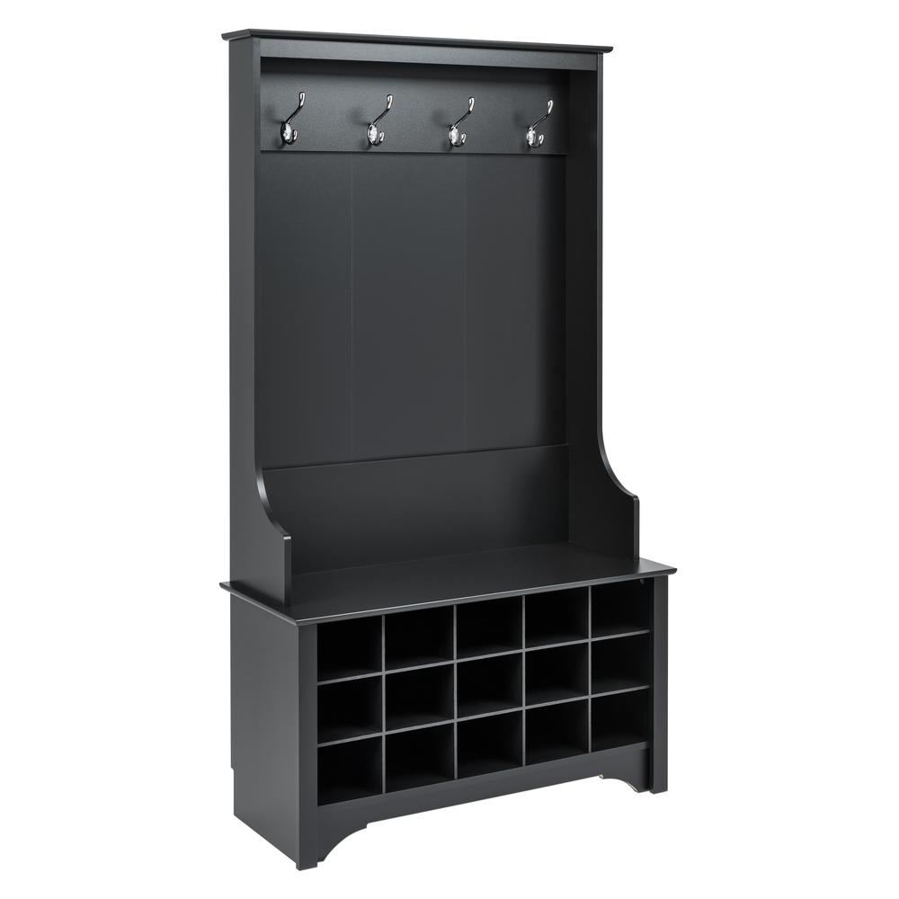 Hall Tree with Shoe Storage - Black. Picture 1