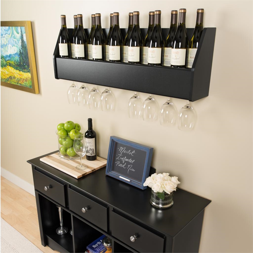 Floating Wine Rack in Black. Picture 4