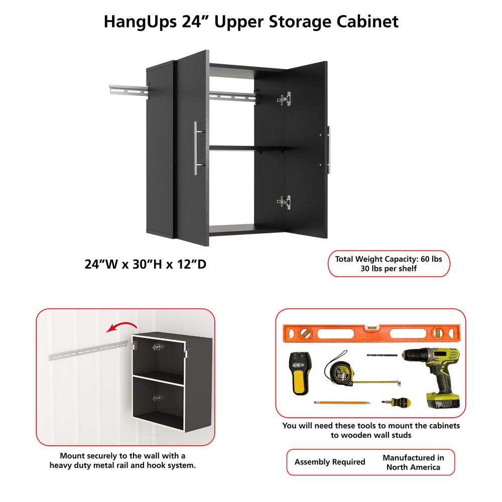 HangUps 24" Upper Storage Cabinet, Black. Picture 10